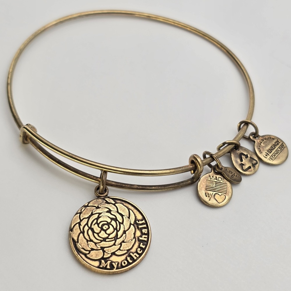 ALEX & ANI 'My Other Half'‎ Charm Bracelet Rafaelian Gold Bangle Made In USA